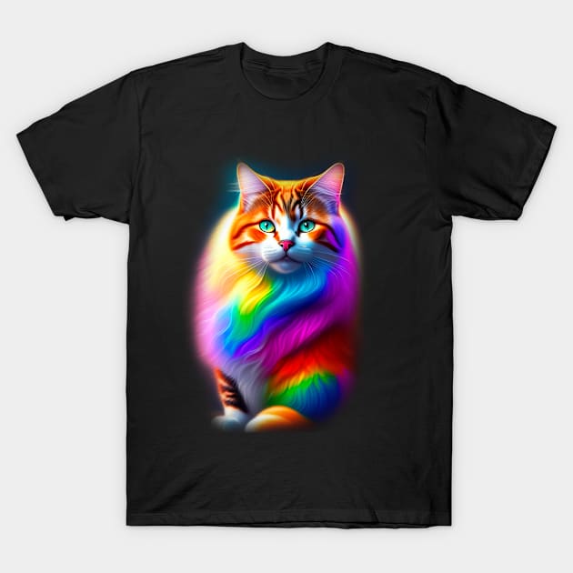 Galaxy Mystical Cat Coloful T-Shirt by igzine